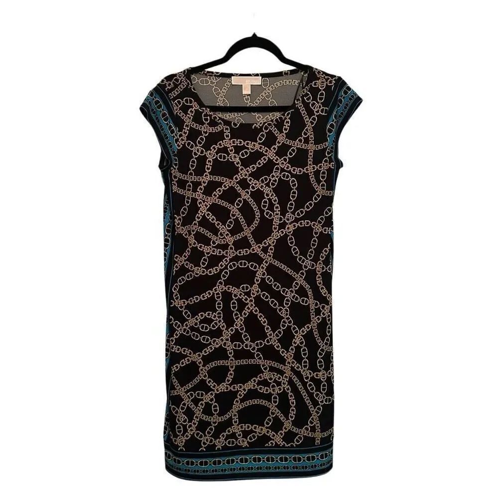 Michael Kors Black & Gold Chain Design Dress- Size M